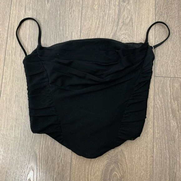 White Fox Boutique Corset Top Cropped Bustier Draped Black Size XS - Picture 10 of 16